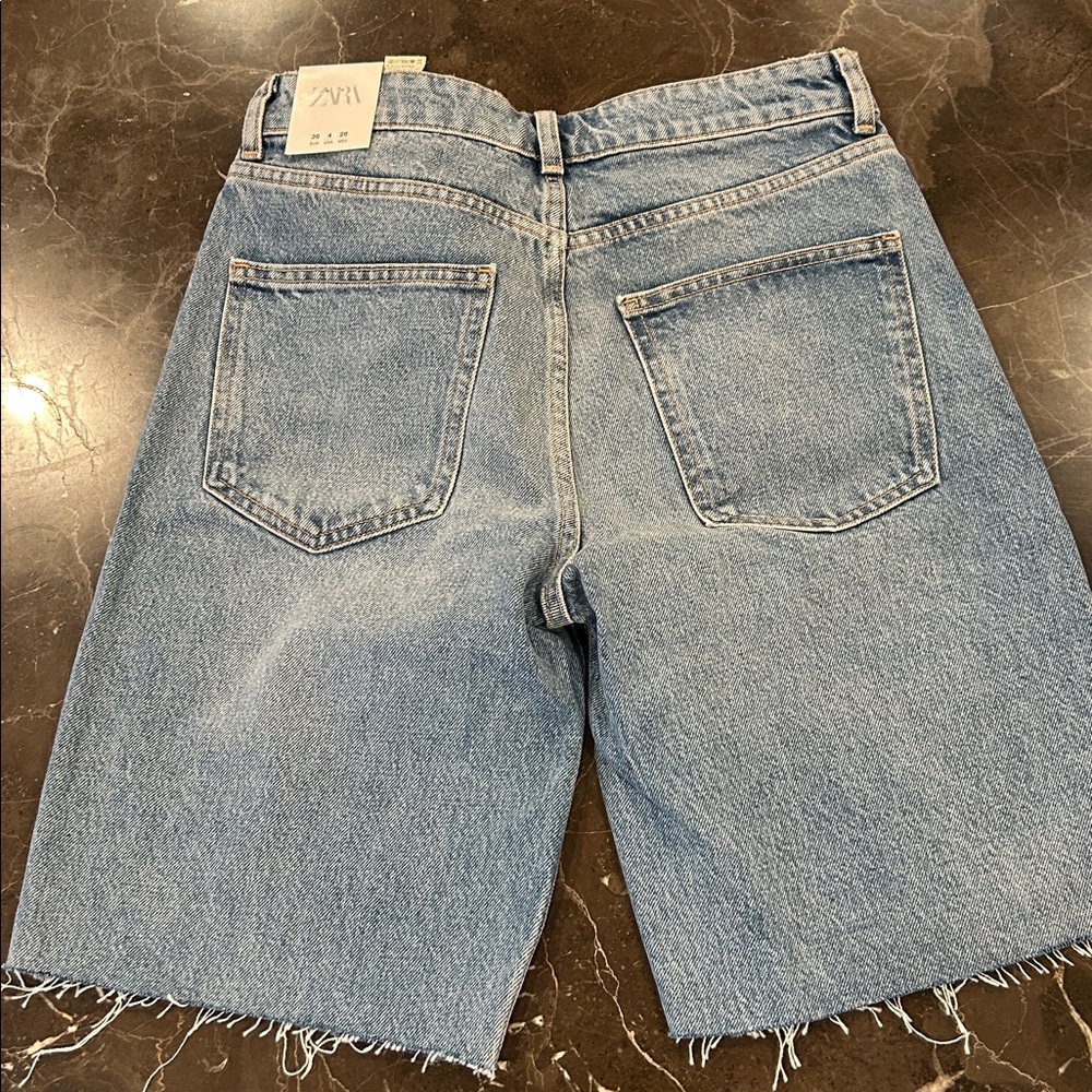 Zara Light Blue Denim Cutoff Shorts - Picture 8 of 9